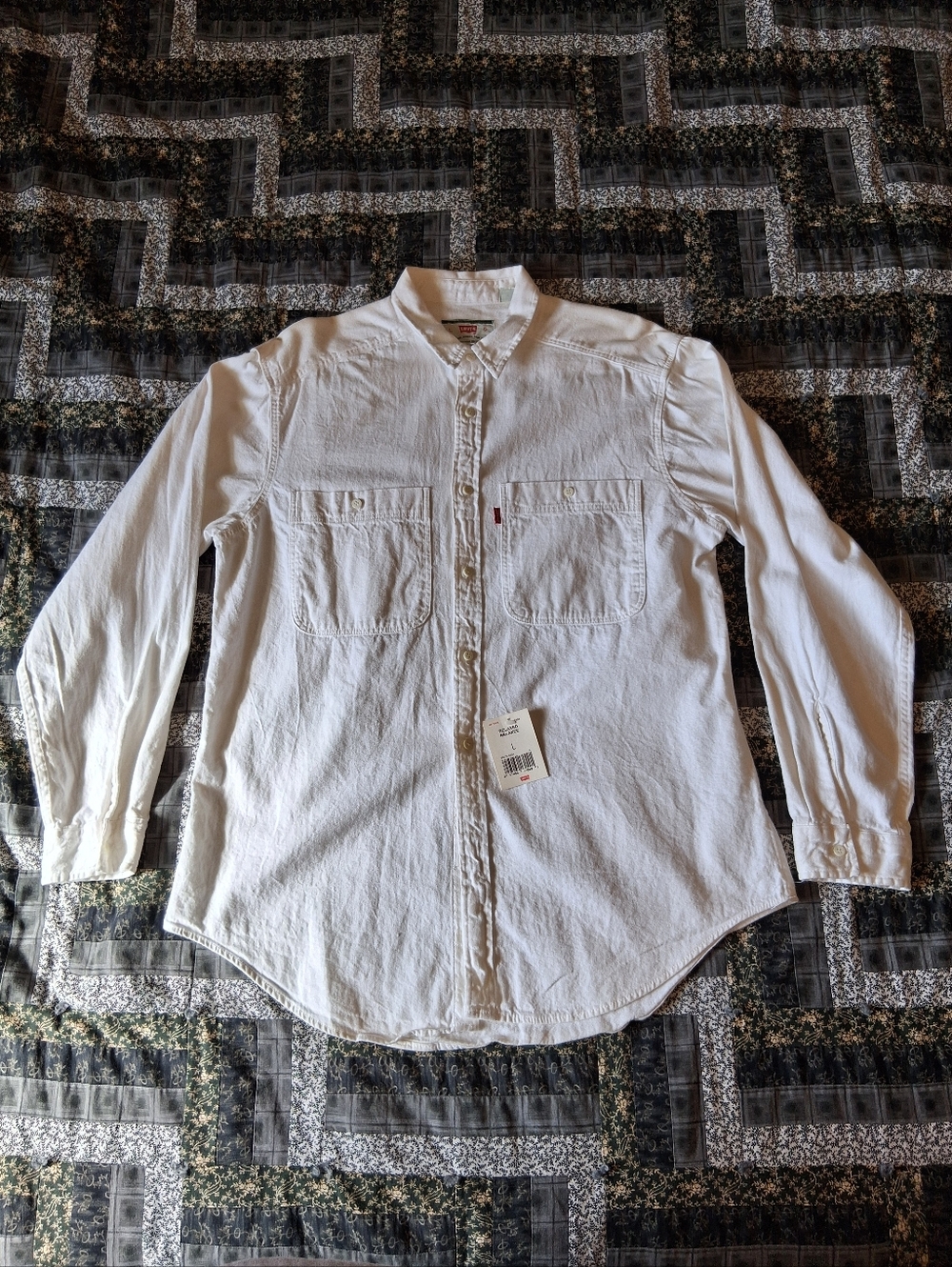 VTG 1990s Levi's Red Tab White Denim Long Sleeve Shirt Adult Large New NWT